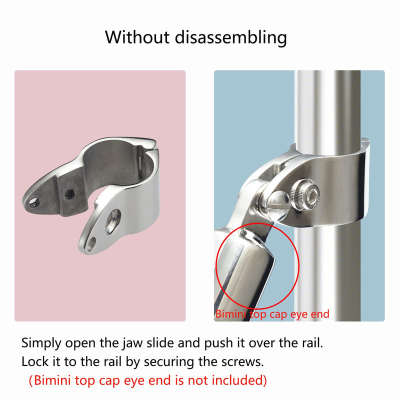 TINGZHIGO Bimini Top Jaw Slides, Hinged Jaw Slides for 7/8 inch or 1 inch OD Round Tubing, Bimini Top Hardware, 316 Stainless Steel (2 Packs)