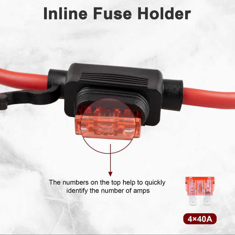 [Australia - AusPower] - 4PCS 10 Gauge Inline Fuse Holder with 12V 40 AMP, Professional ATC Standard Car Automotive Marine Waterproof in Line Blade Fuse Holder 
