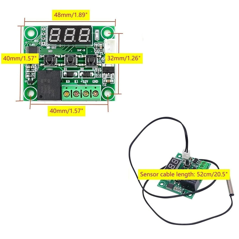 [Australia - AusPower] - WWZMDiB 2 Pcs XH-W1209 12V Temperature Controller LED Display -50~110℃ with housing and 50 cm Temperature Probe 12V Thermostat 