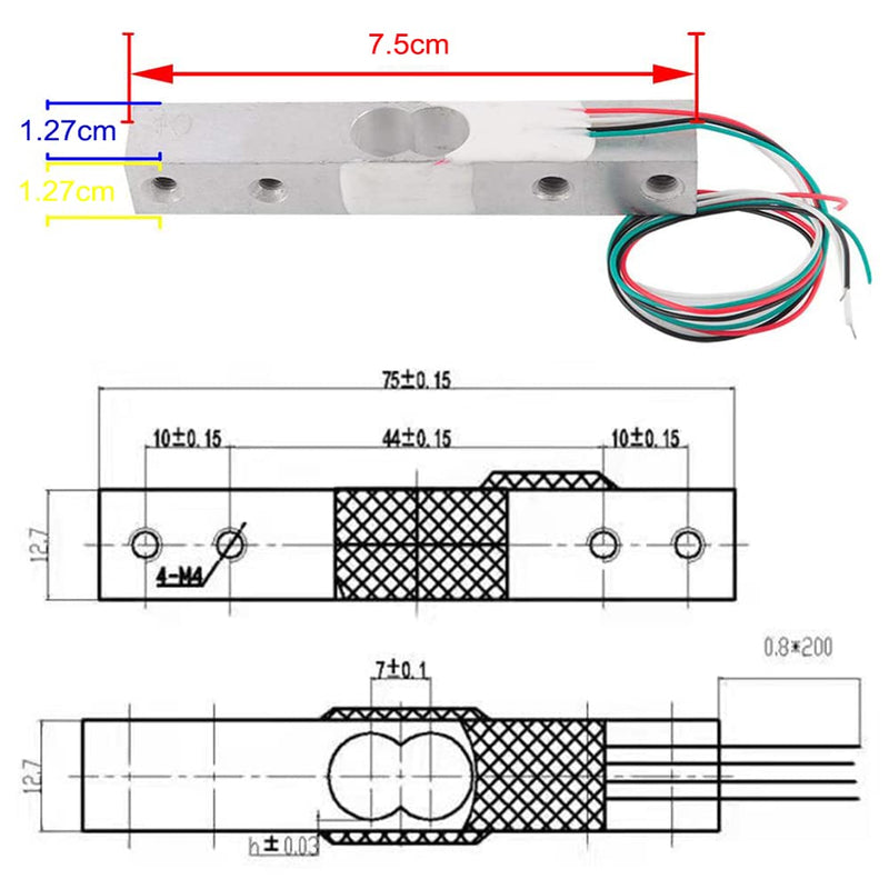 [Australia - AusPower] - 20kg Load Cell Weighing Sensor Portable Electronic Kitchen Scale + HX711 AD Weighit Amplifier Module Pressure Sensor 