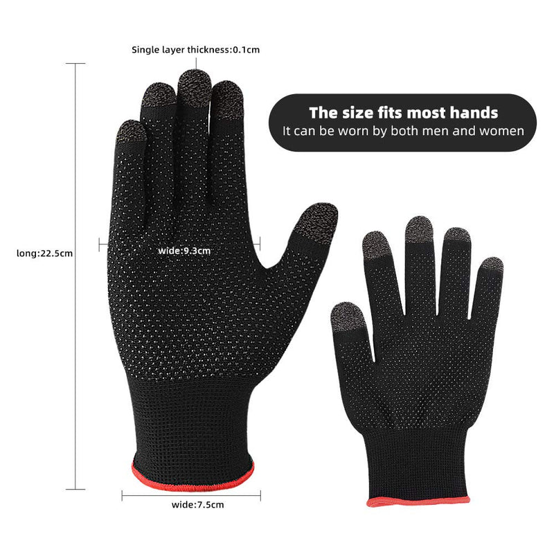 [Australia - AusPower] - Game Gloves, Anti-Sweat Breathable, Touch Finger Gaming Glove for Highly Sensitive Nano-Silver Fiber Material, Dot Silica Gel Palm Non-Slip Design, Support Almost All Mobile Gaming 