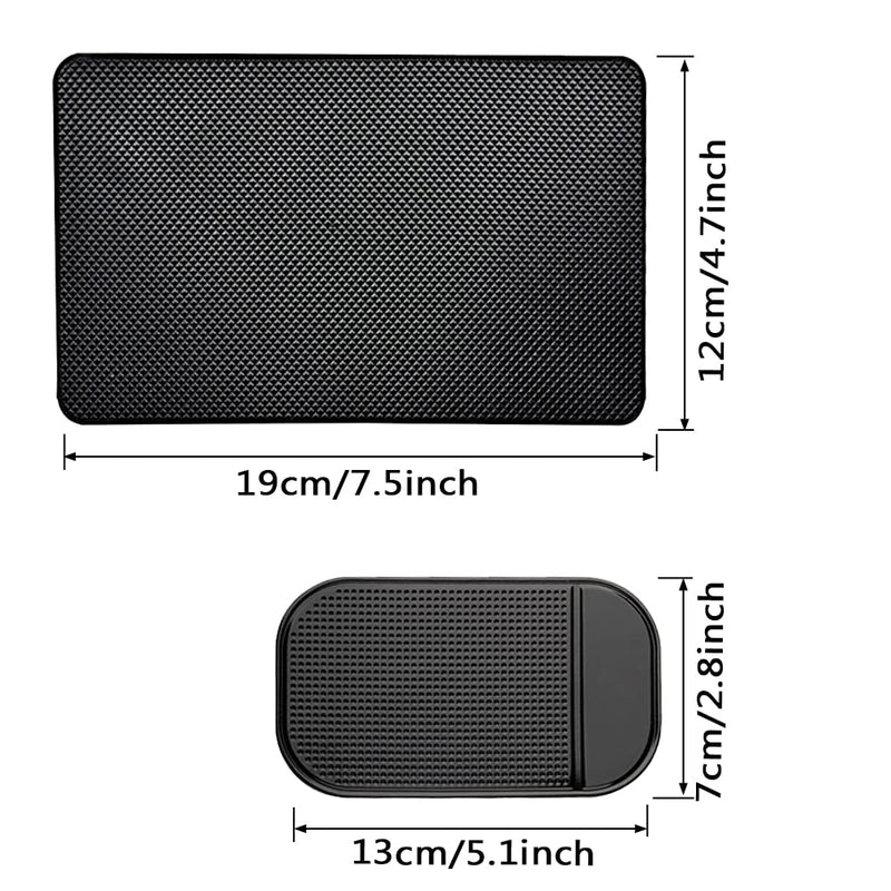 [Australia - AusPower] - 7 Pack Car Dashboard Anti-Slip Mat, 2 Sizes Heat Resistant Sticky Non-Slip Ripple Gel Latex Dash Grip Pad for Cell Phone Sunglasses Keys by ACKLLR,Black 