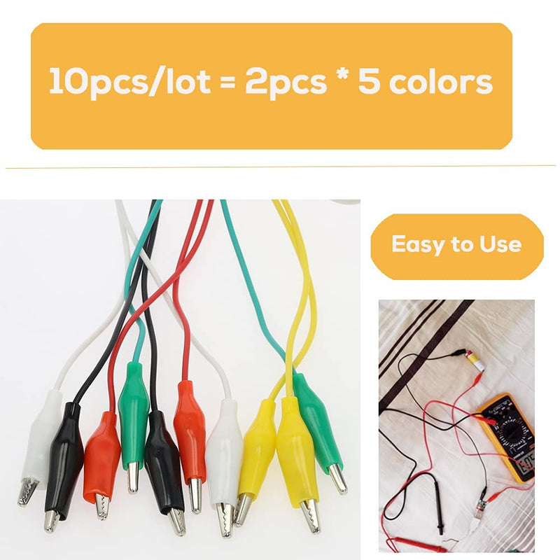 120PCS Premium Alligator Clips Electrical, 5 Colors Test Probes & Leads, Crocodile Jumper Wires with Dual Ended Insulators Cable for Electric Circuit Connection, Multimeter, Electronic Experiments 120pcs