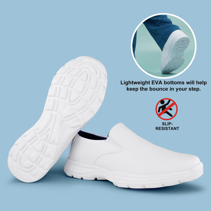 Hawkwell Men's Slip on Lightweight Slip Resistant Comfort Nursing Shoes 10 White