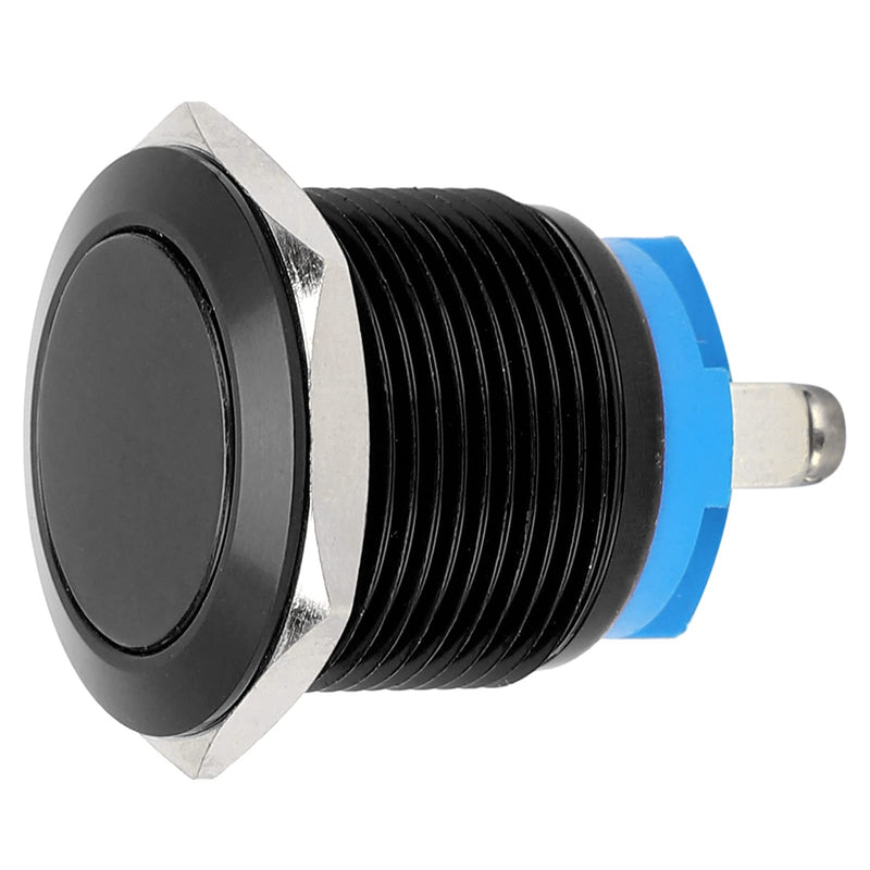 [Australia - AusPower] - Metal Push Button Switch, Metal Push Button Switch, Metal Push Button, Flat Head, Normally Open Button, Full Oxidation, Self-Resetting Jog Screw,, black 