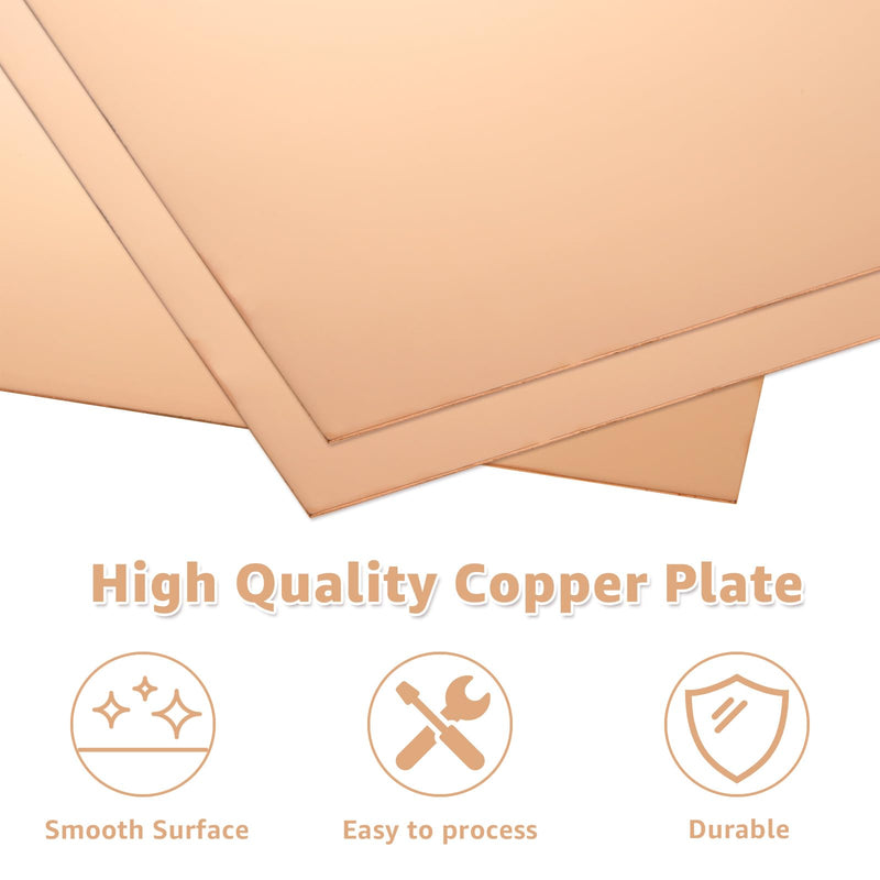2PCS Pure Copper Sheet 12”x 12”x 0.02”, 24 Gauge(0.5mm) Thickness, 99.9% Cu Metal, Film Attached Copper Plates, Copper Plate Sheet for Crafts DIY Decoration 12x12”, 24Ga 2