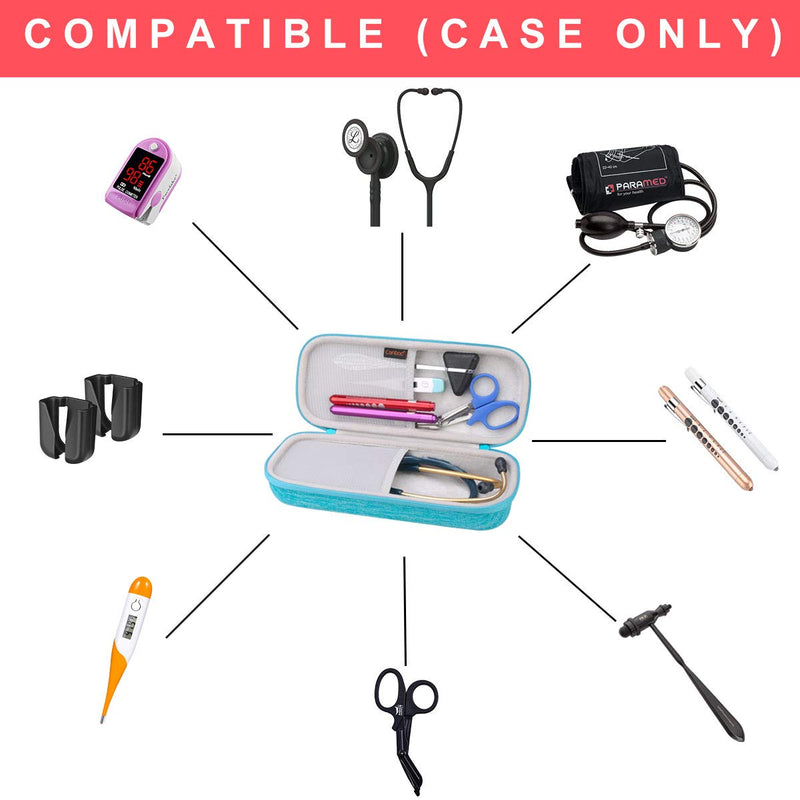 [Australia - AusPower] - Canboc Hard Stethoscope Case for 3M Littmann Classic III, Lightweight II S.E, Cardiology IV, MDF Acoustica Stethoscope, Mesh Pocket fits Medical Scissors, Penlight, Oral Thermometer, Turquoise 