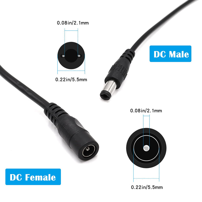[Australia - AusPower] - 2PCS 33FT(10m) 12V DC Extension Cable,5.5mm x 2.1mm DC Power Adapter Extension Cord Black for Printers/CCTV Security Camera/Routers H-M-028 33ft Power Extension Cable 