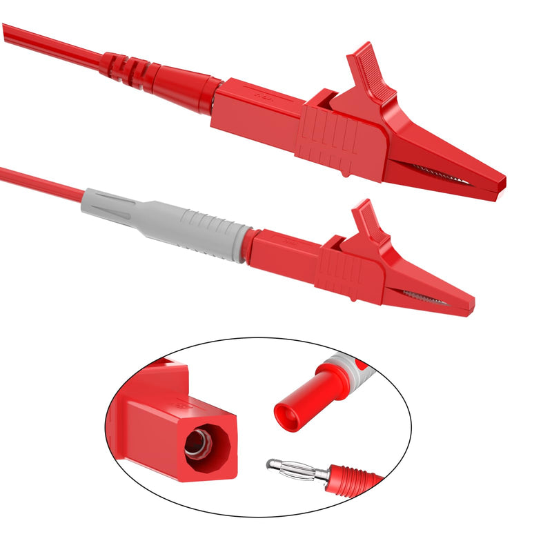 Goupchn 10PCS Heavy Duty Alligator Clips Crocodile Clips, Red+Black | Full Insulated Safe Crocodile Clips, 4mm Female Banana Jack Socket, Automotive Car Battery Electrical Testing