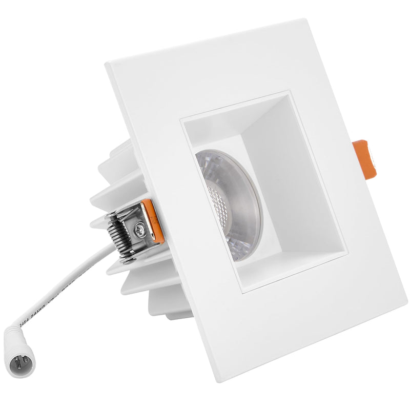 Maxxima 4 in. Ultra-Thin Recessed Anti-Glare LED Downlight, Canless IC Rated, 5 Color Temperature Selectable 2700K/3000K/3500K/4000K/5000K, Dimmable Square White Trim, 90 CRI