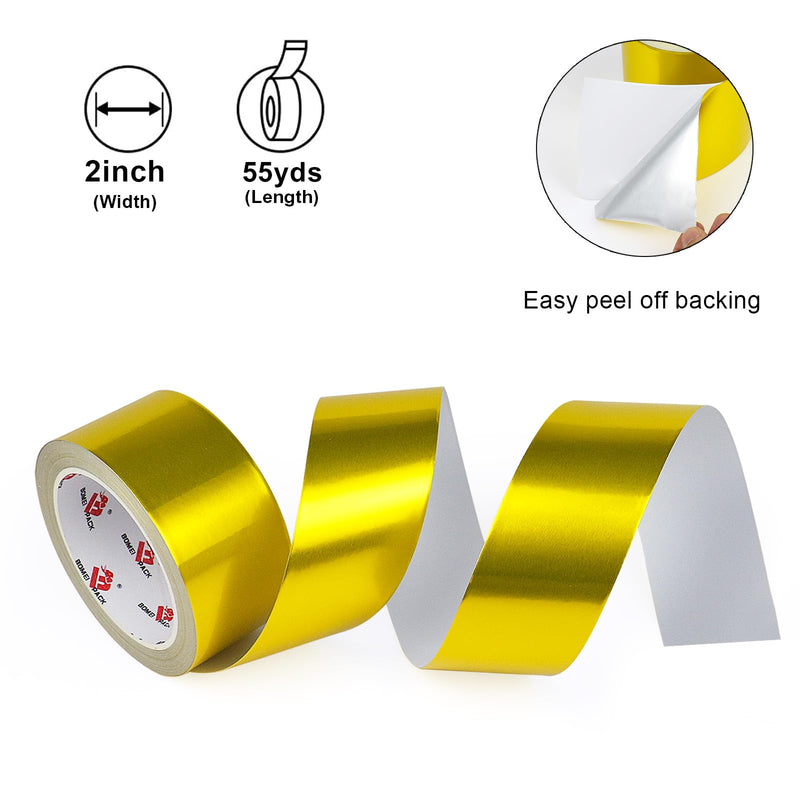 BOMEI PACK Aluminum Foil Tape, Gold, 2 Inch x 90 Feet, Heavy Duty, Waterproof, HVAC & Pipe Sealing