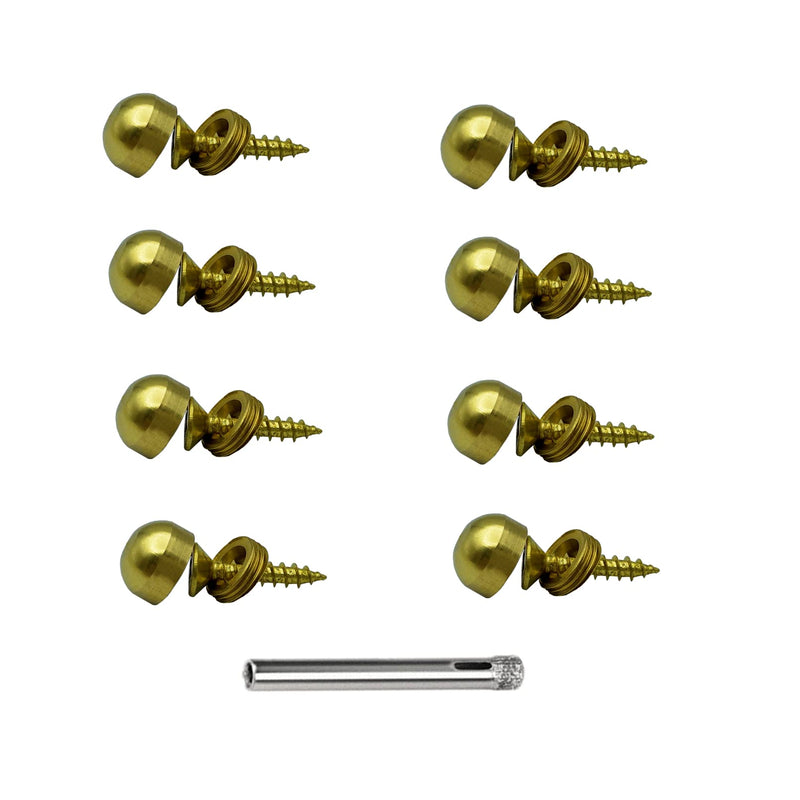 [Australia - AusPower] - 8Pcs Pure Brass Decorative Screw with Caps used as Mirror Screw,Metal Wall Art Decor,Upholstery Tacks,Thumb Tacks for Wall Hangings,Fast Cap,Wood Handcrafted,Fasteners Hardware (3/8",9mm gold brass) 3/8" 