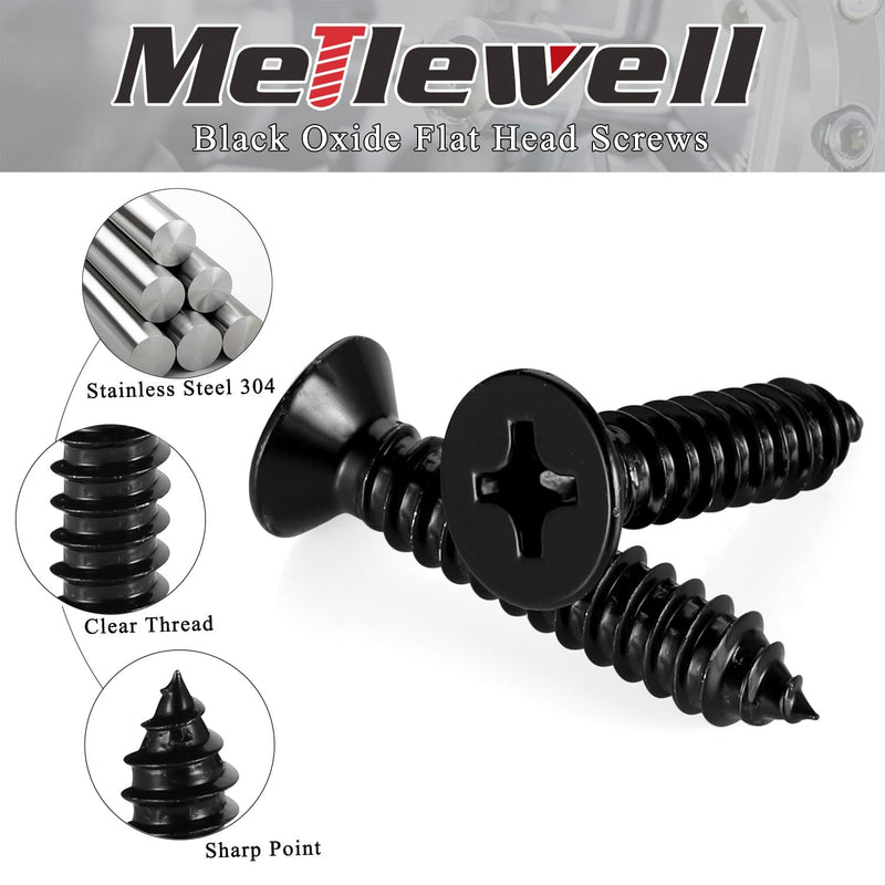 [Australia - AusPower] - 100PCS #10 x 1" Flat Head Sheet Metal Screws Phillips Drive Wood Screws, Black Oxide 304 Stainless Steel 18-8, Self Tapping 100 #10×1" (100 pcs) 