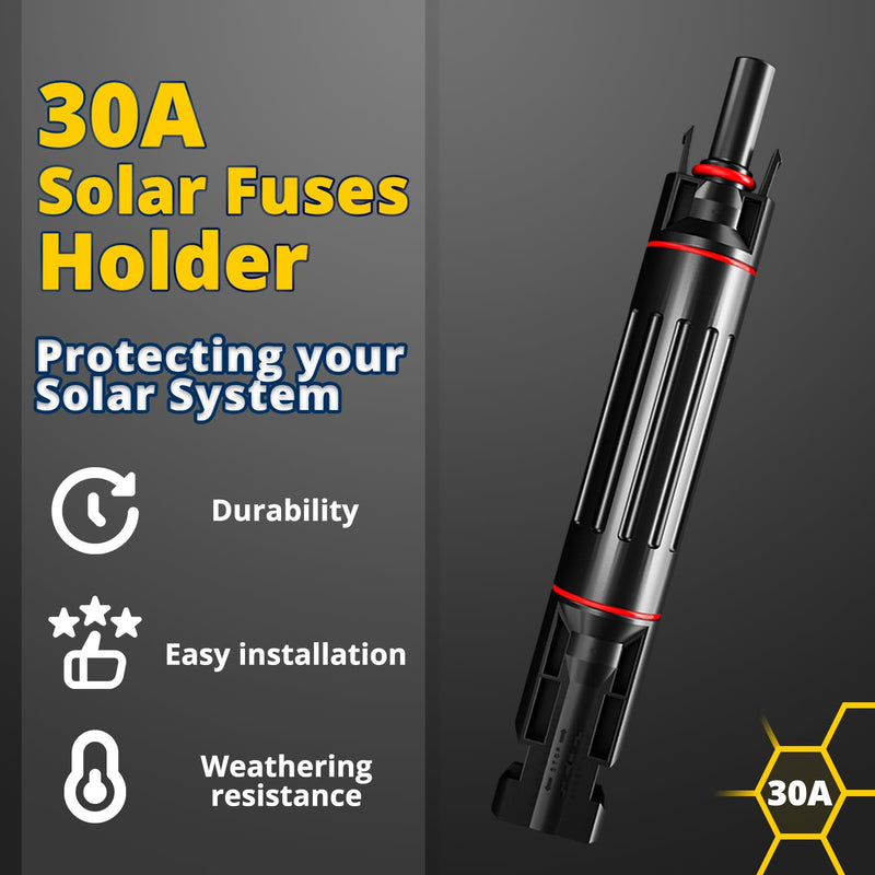 1000V 5PCS 30A Solar Panel Fuse Solar connectors Surge Protection Device for Solar Panel and Solar Controller Waterproof Solar Fuse Connector 5PCS 30A Solar Fuse Holder