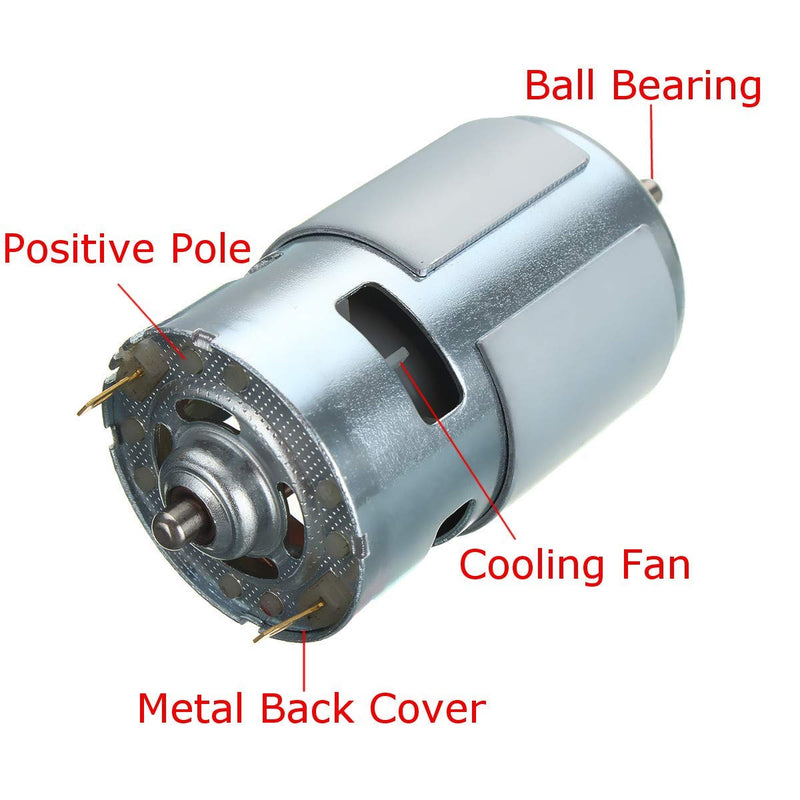 775 DC Motor DC 12V - 24V Max 12000 RPM Ball Bearing Large Torque High Power Low Noise Gear Motor Electronic Component Motor 2-Pack（with Bracket）
