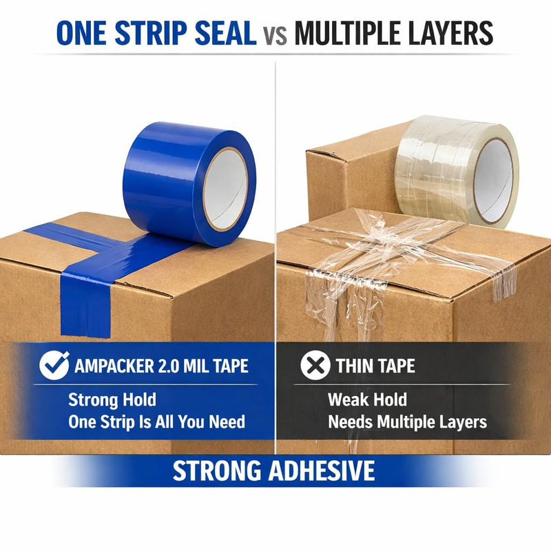 Blue Carton Sealing Tape, Packing Tape, Moving Tape 2" x 110 Yards (2.0 Mil) - Heavy Duty Acrylic Adhesive Tape for Boxes, Moving, Storage, Shipping, Warehouse Color Coding 2" wide x 110 yds Blue 1