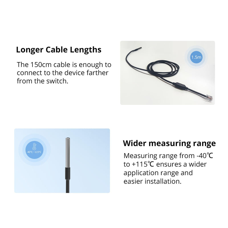 [Australia - AusPower] - SONOFF WTS01 Temperature Sensor Waterproof Temp Sensor Works with THR320D Elite/THR316D Elite/THR320D Origin/THR316D Origin/AL560,SONOFF TH Elite/TH Origine Accessories 