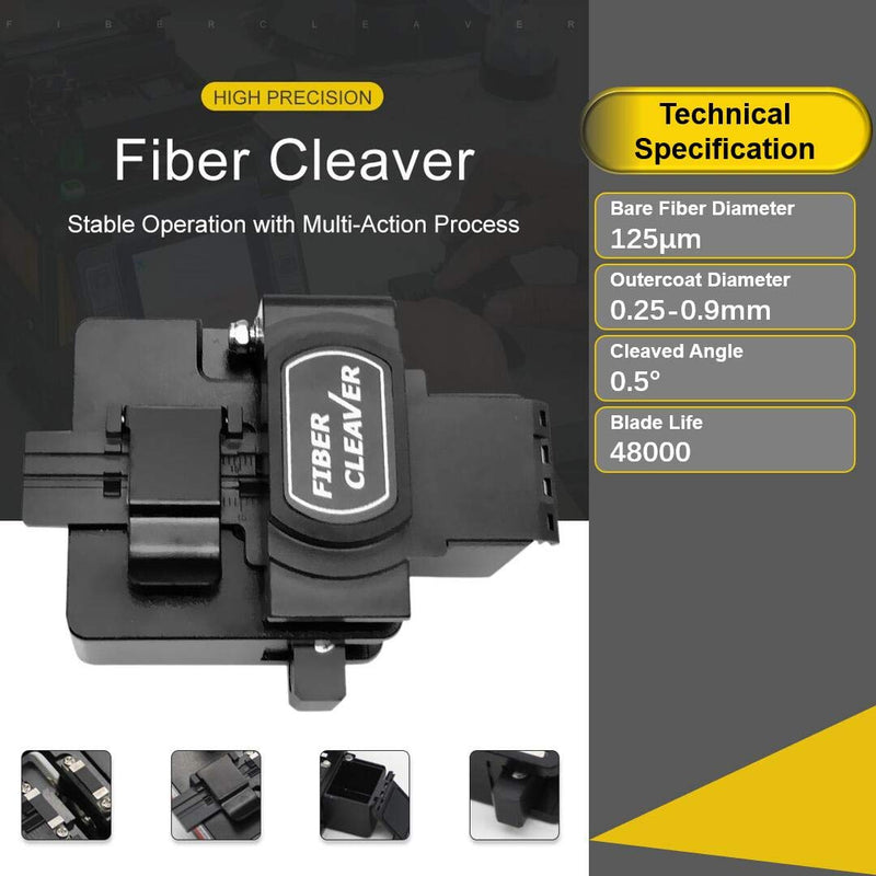 TM27 Optical Fiber Cleaver — High Precision Fiber Optic Cleaver with 16 Cleaving Spots & 48000 Cleaves, 3-in-1 Holder for 0.25mm 0.9mm 3.0mm Fiber, FTTH Fiber Cutter with Scrap Collector