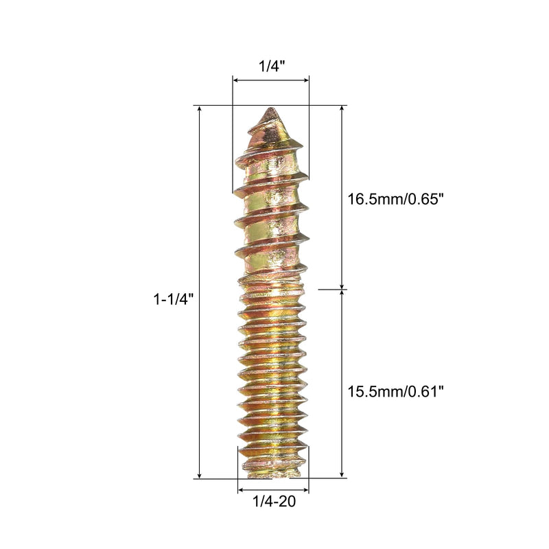 [Australia - AusPower] - uxcell 1/4-20 x 1-1/4" Hanger Bolts Double Head Dowel Screw for Wood Furniture 40pcs 1/4-20 x 1-1/4" 40 