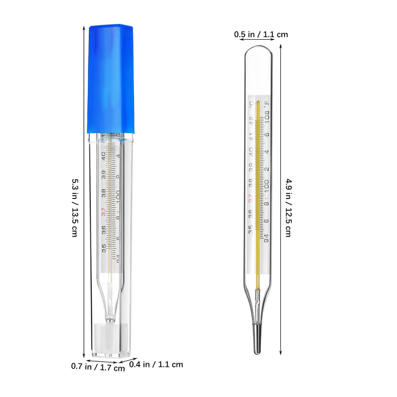 [Australia - AusPower] - Glass Body Temperature Gauge - 2pcs Underarm Temperature Gauges with Dual Scale ℃&℉ - General Use Temp Checker Testing Tools for Adults Kids Accurate Fever Test Device Clinical 