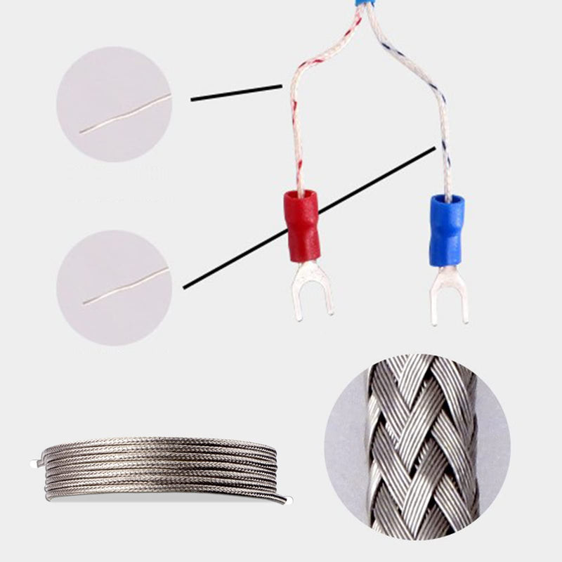 [Australia - AusPower] - Walfront Thermocouple Probe K Type with M6 Thread - Stainless Steel Temperature Sensor 0-400℃ for Industrial Ovens 3D Printers HVAC Systems ( Cable) 