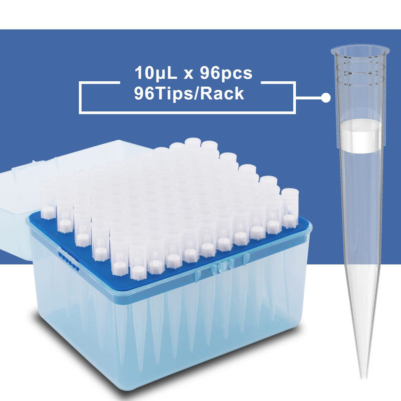 [Australia - AusPower] - ONiLAB Scientific Universal 1000ul Pipettor Tips Lab Transparent Liquid Pipettor Tips with Box Non-pyrogenic DNAse/RNAse Free Autoclavable 1 Rack 96 Tips (1000ul, 96) 