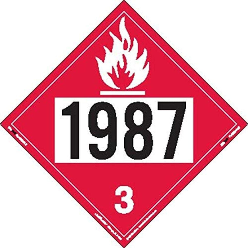 Labelmaster ZT2-1987 UN 1987 Flammable Liquid Hazmat Placard, Tagboard (Pack of 25) Single Pack