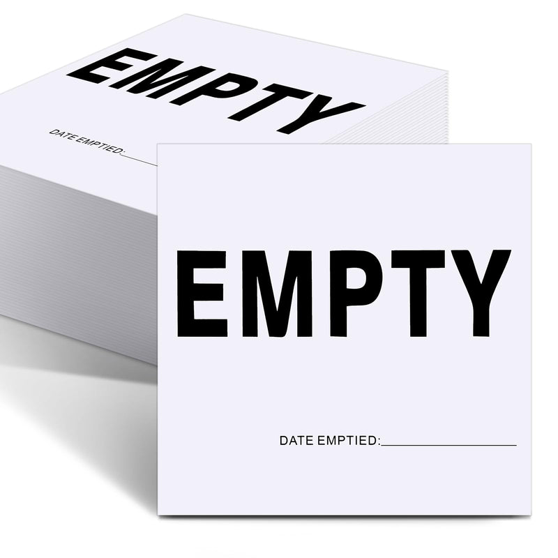 50 Pcs Empty Container Labels with Date - 6 x 6 Inch Vinyl Empty Drum Warning Stickers for Industrial Environments Basic Style White