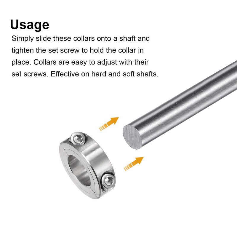 [Australia - AusPower] - uxcell Double Split Clamp-On Shaft Collar for 7/8" Shaft, Two-Piece Clamping Collar, 1-5/8" OD, 1/2" Width, 304 Stainless Steel Axle Collar Clamp, Set Screw Style 