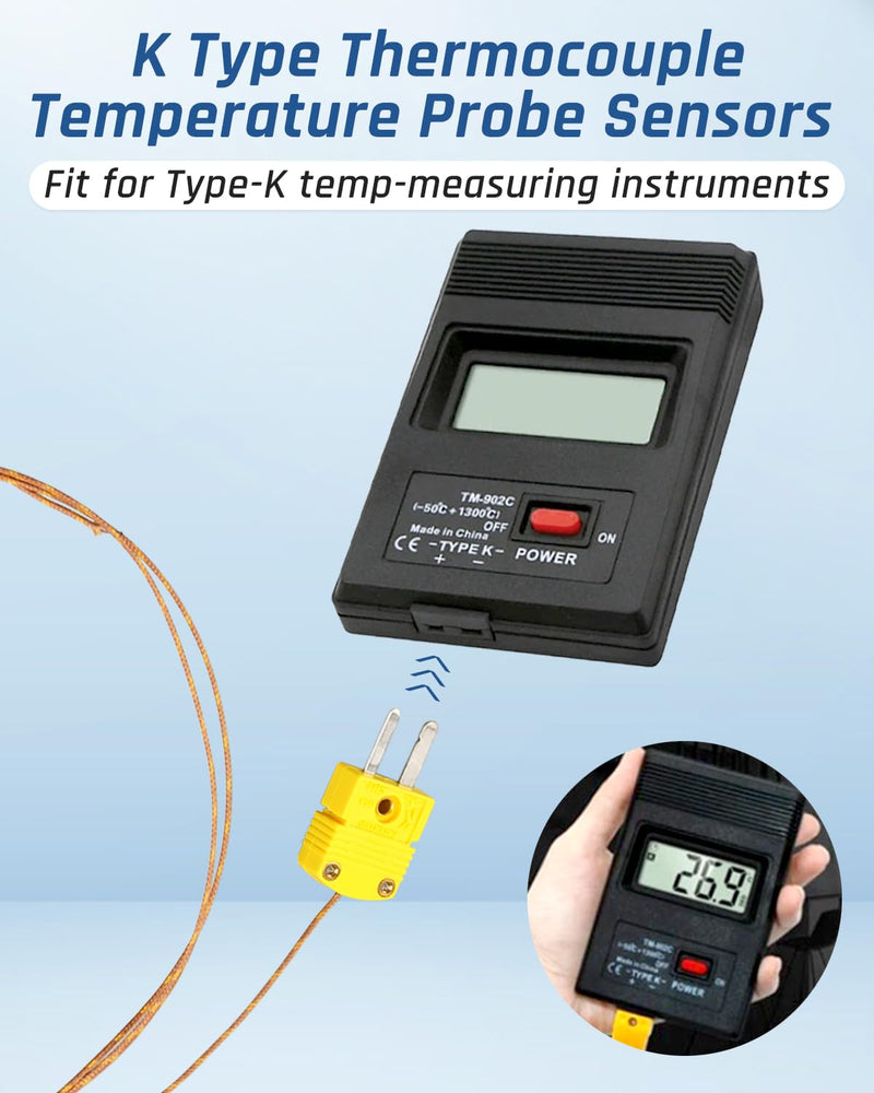 [Australia - AusPower] - 5 Pcs K Type Mini-Connector Thermocouple Temperature Probe Sensor 1 Meters Long Measure Range -50°C~482°C (-58°F~899°F) 