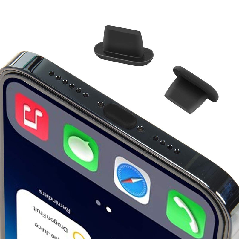 [Australia - AusPower] - CaseBuy 10x Anti Dust Plugs Compatible with iPhone 14, 14 Pro Max, 13, 13 Pro, 12, 12 Pro Max, 11, 11 Pro, X, XS, XR, 8, 7, iPhone Charging Port Dust Cover | Silicone iPhone Dust Plugs, Black 10PACK 