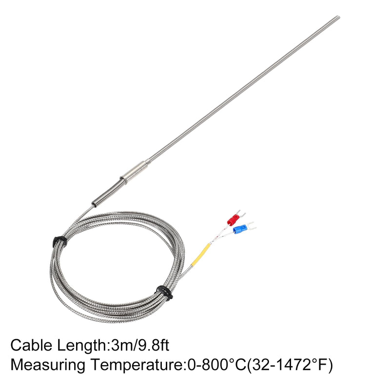 [Australia - AusPower] - MECCANIXITY E Type Thermocouple Temperature Sensor Probe 4x300mm 9.8ft Wire 0 to 800°C(32 to 1472°F) Stainless Steel 
