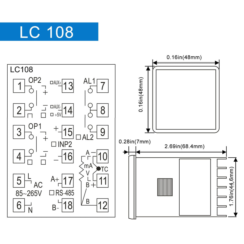 [Australia - AusPower] - PID Temperature Controller; LC108 TC/RTD Input ;Output:SSR,Size:48*48 