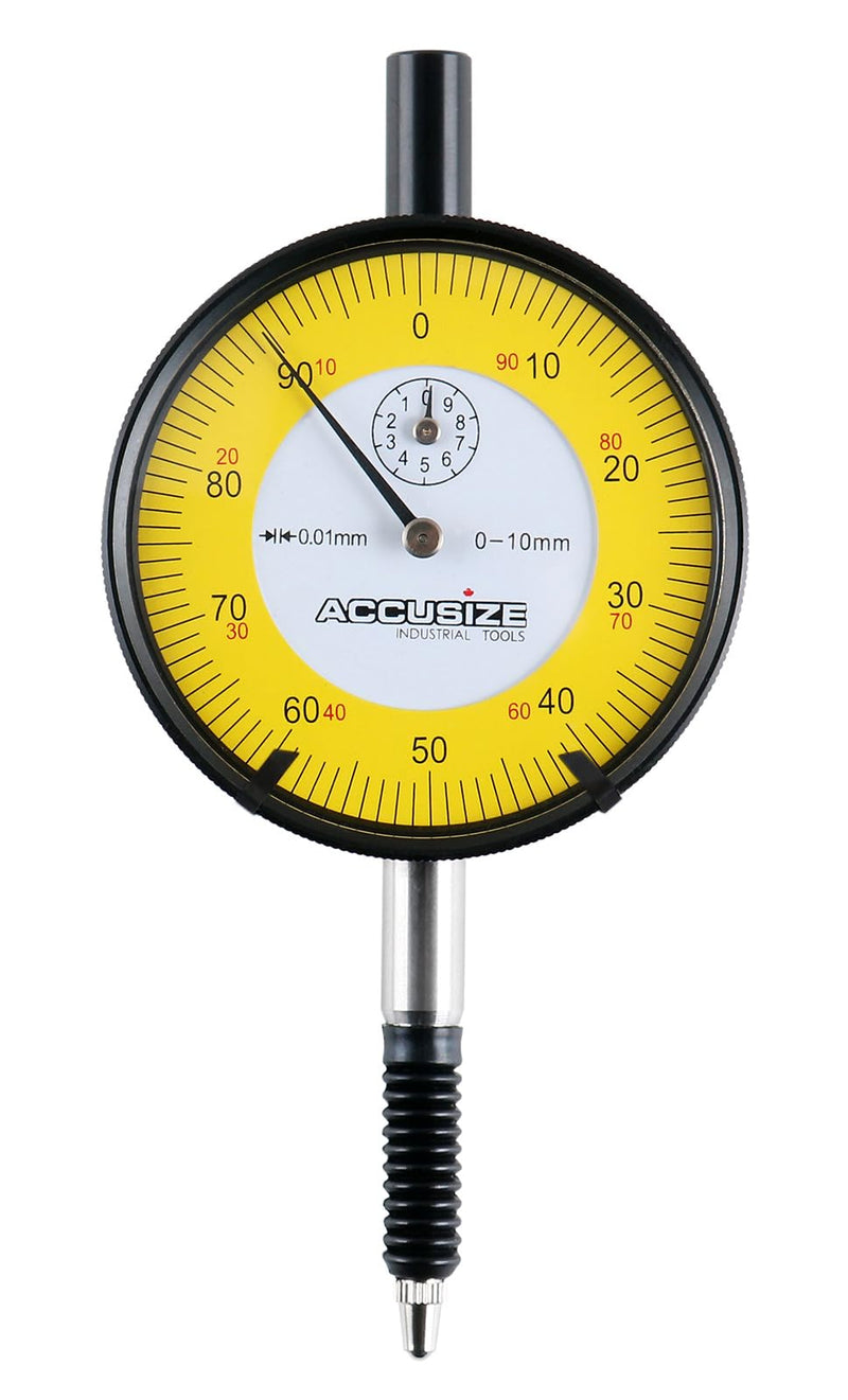 [Australia - AusPower] - Accusize Industrial Tools 0-1mm x 0.01mm Plain Back IP54 Shockproof Metric Dial Indicator Premium Grade, P900-S002 