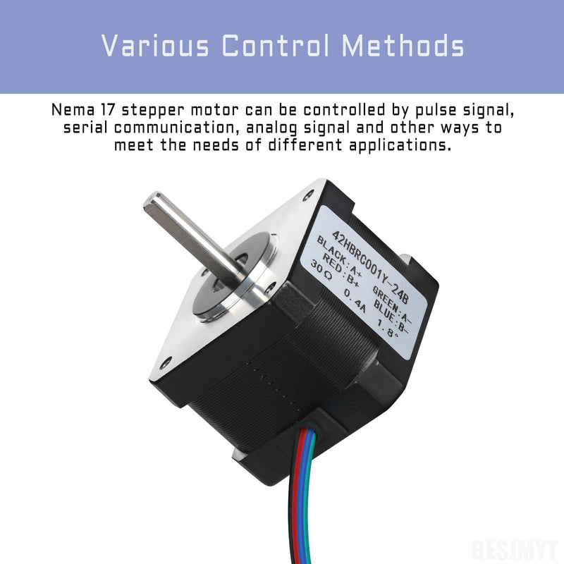 Nema 17 Stepper Motor 0.4 A-12V High Torque 290mNm(41.06oz.in?33mm 1.8 Deg Bipolar 2 Phase 4 Leadfor 3D Printer/DIY CNC/Digital Camera, 1.66x1.66x1.3inch