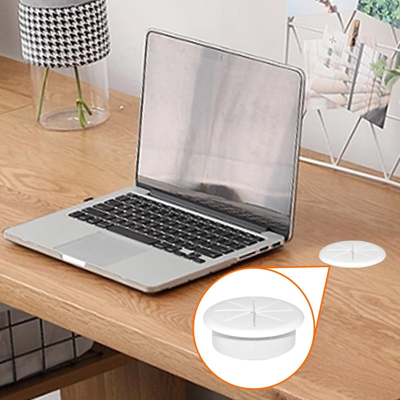 [Australia - AusPower] - 2Pcs Flexible Desk Grommet, HONSNkS 2 Inch Cable Cord Hole Plug Wire Hole Cover for Desktop Equipment Wiring Management and Protection (White) White 