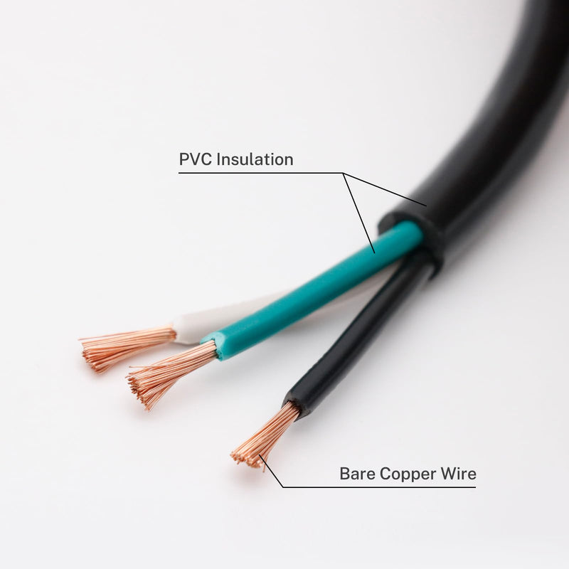 FIRMERST 14 Gauge 20 feet 3 Prong Power Cord Replacement with Three Screw Terminal, NEMA 5-15P