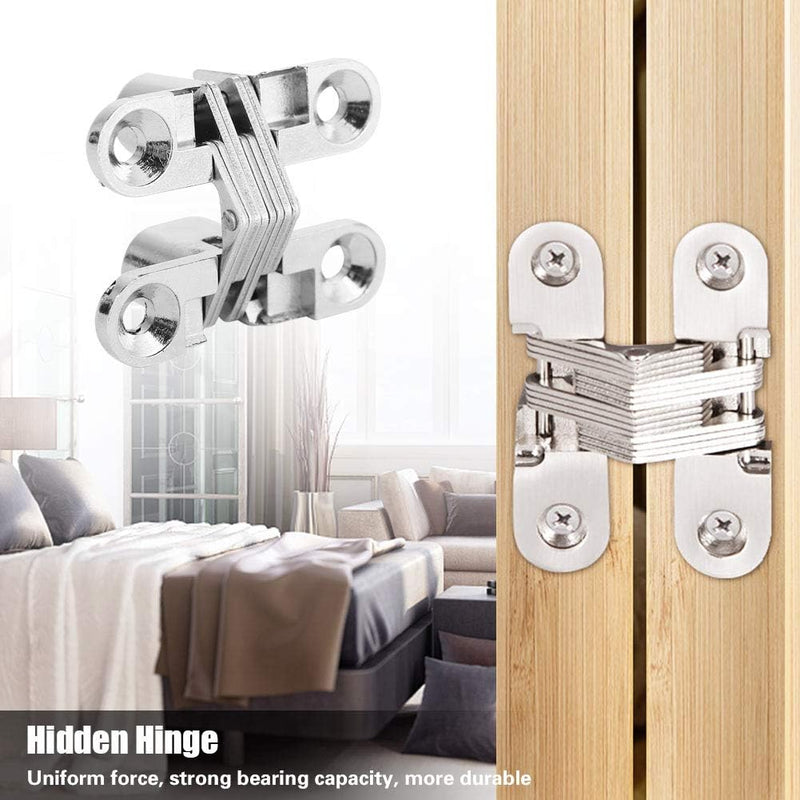 [Australia - AusPower] - 2pcs 180 Degree Hidden Hinges, Zinc Alloy Invisible Concealed Cross Door Hinge Easy Installation Furniture Cabinet Kit (XS) 