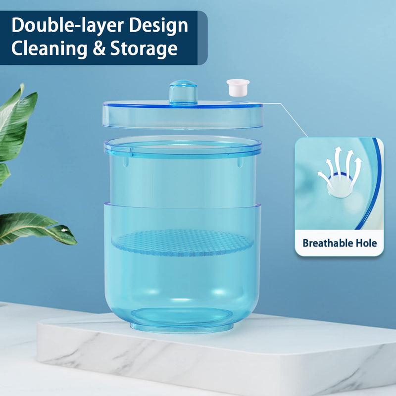 [Australia - AusPower] - Annhua Dental Bur Holder Cleaner Burs Soak Box with Strainer for Burs Cleaning, Soaking - Blue 