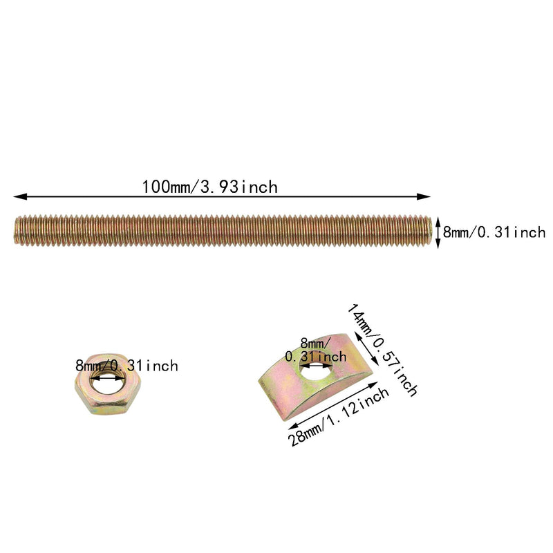[Australia - AusPower] - 4Sets M8x100mm Zinc Iron Furniture Connectors Drawbolt Pack 