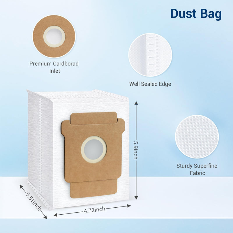20 Pack Q0520 Replacement Parts for iRobot Roomba Vacuum 2 Essential Robot, Essential Vac 2 Robot 104/Q0520/Q052/105 Vac/105 Combo, 2 Roller Brush, 6 Side Brushes, 6 HEPA Filters, 6 Dust Bags