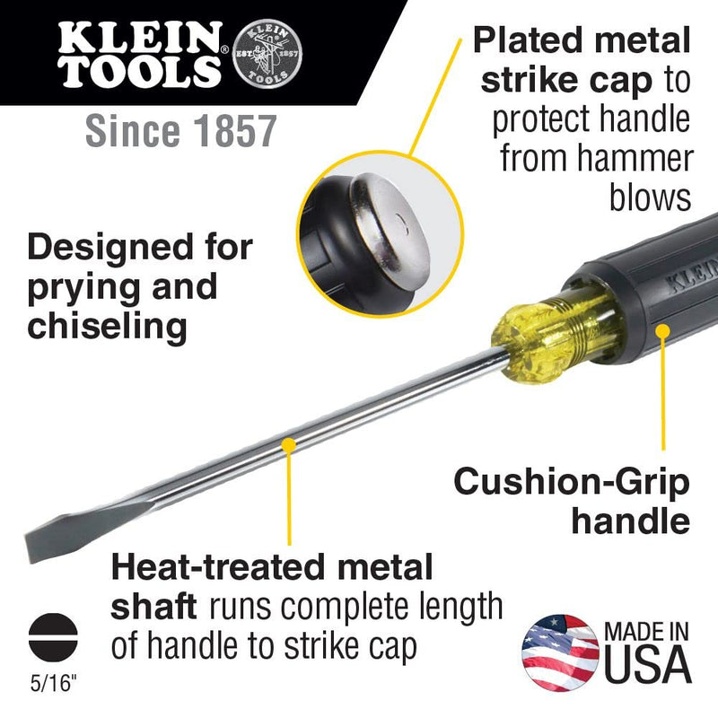 [Australia - AusPower] - Klein Tools Demolition Driver & Magnetic Torpedo Level Bundle - 7-Inch 5/16-Inch Slotted Driver & 6-Inch 4-Vial Orange Billet Level 