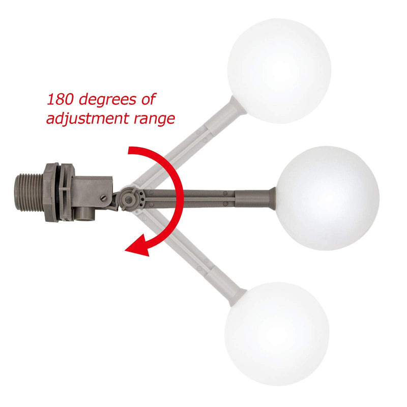 2 Pieces 1 Inch Water Float Valve with Adjustable Arm Automatic Fill Float Ball Valve for Livestock Water Tank Fountains