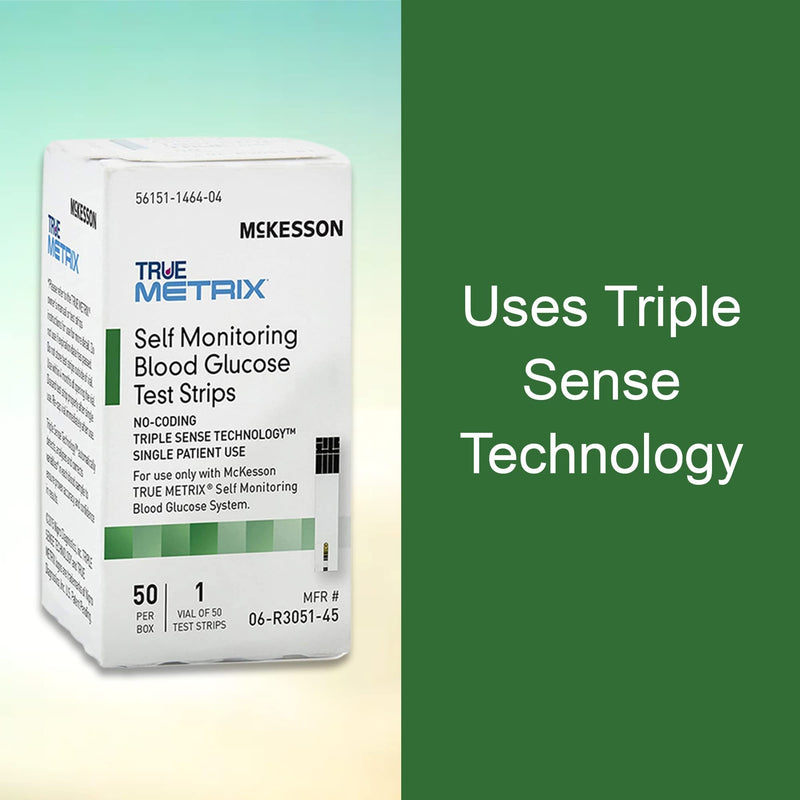 McKesson True METRIX Blood Glucose Test Strips for Diabetes [50 Strips] Self-Monitoring System 50 Count (Pack of 1)