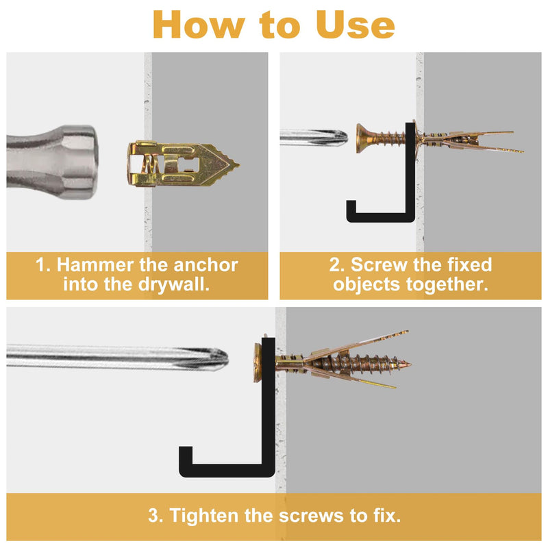 [Australia - AusPower] - PAGOW 80 Pcs Self-Drilling Anchors, Ancors and Screws for Heavy Duty, Metal Screw Anchors Kit, No Drill and Holes in Wall (4 Sizes) 