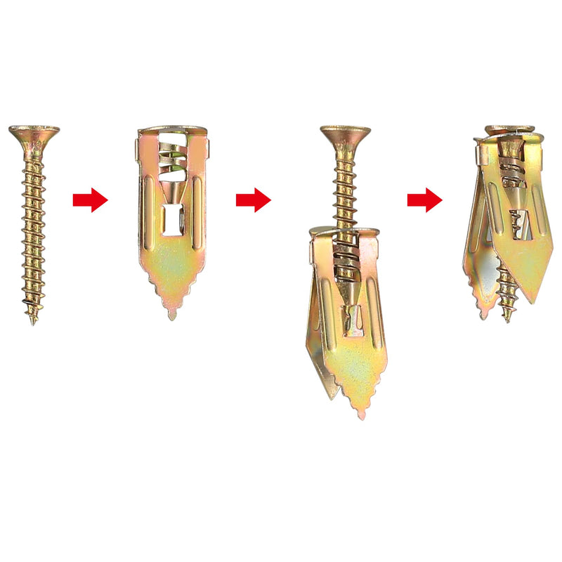 [Australia - AusPower] - 50 Pcs Self Drilling Drywall Anchors with Screws Kit, Zinc Plated Steel Wall Anchors and Self Tapping Screws Heavy Duty, No Drill Or Holes in Wall, for TV, Shelf Straps, Bike, Cabinets 