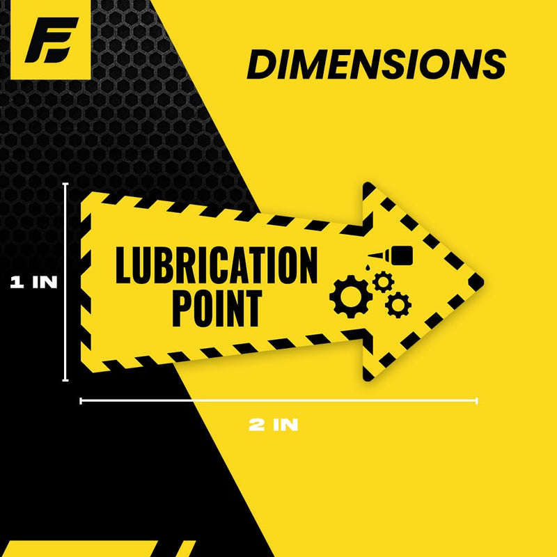 Lubrication Point Stickers (Multi-Directional Arrow) | Grease Point, Grease Here | MRO Labels | Machinery & Equipment - Heavy-Duty, Ultra Durable – USA Made (2x1 inch), 20 Pack Lubrication - Arrow 20-Pack