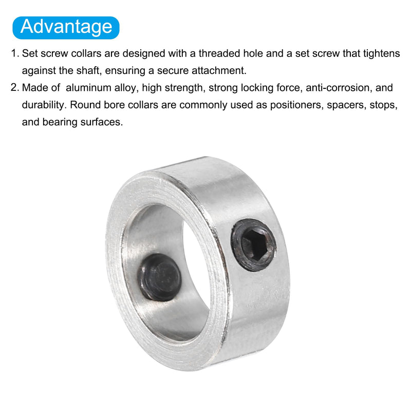 MECCANIXITY Shaft Collar 1/2" Bore Aluminum Alloy Clamping Collar with M4 Screws and Wrench for CNC Parts, Machine Tools, Wheelbarrow, Lawn Tractor Silver 1 Set