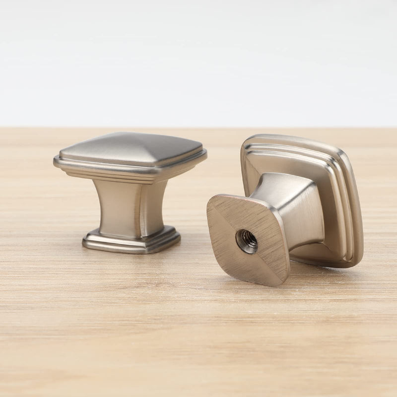 homdiy 15 Pack Cabinet Knobs Brushed Nickel Drawer Knobs Silver Square Kitchen Hardware for Dresser Bathroom Satin Nickel Door Handles for Kitchen Cupboard,Zinc Alloy Brushed Satin Nickel Single Hole