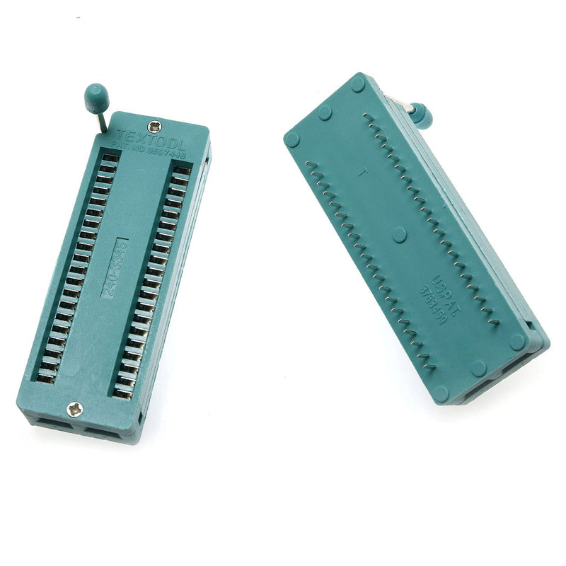 [Australia - AusPower] - 2pcs 40 Pin ZIF Dip Tester IC Test Socket Universal Integrated Circuit IC Socket, Green 